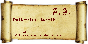 Palkovits Henrik névjegykártya